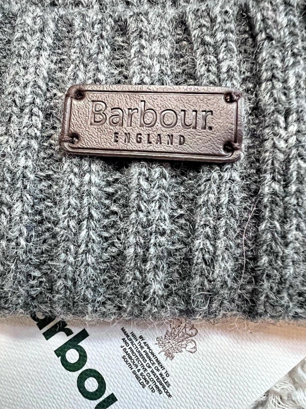 Men’s Barbour England Carlton Beanie Knit Hat Gray NWT - Picture 2 of 6